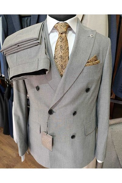 Ted Davıd Light Gray Double Breasted Suit