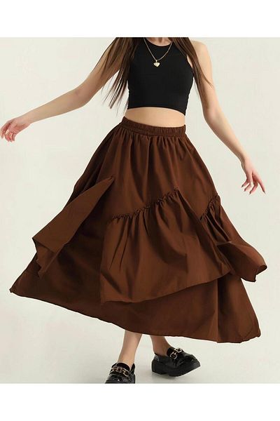 Azda Front Piece Skirt Poplin Women's Skirt Model Code:246