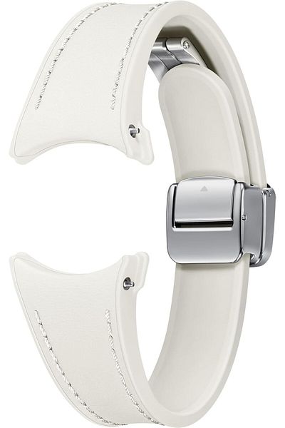 Samsung Galaxy Official D-Buckle Hybrid Eco-Leather Band (Slim, S/M) for Galaxy Watch, Cream