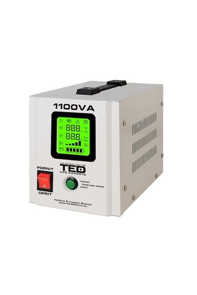 TED Electric UPS Central 700W, Pure Sine with LCD and 2x Schuko, Uses 1 Battery (not included), TED Electric
