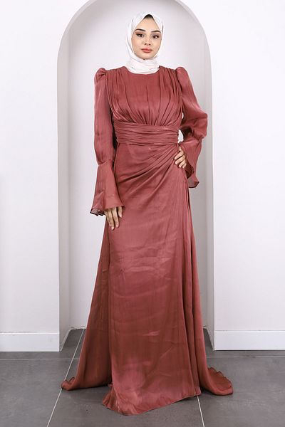 İmajButik Βραδινό φόρεμα με λεπτομέρεια Dusty Rose Sleeve