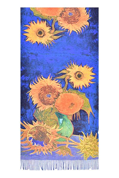 DACSHOP Painted scarf type 1, Dacali, cashmere, 10 blue/yellow
