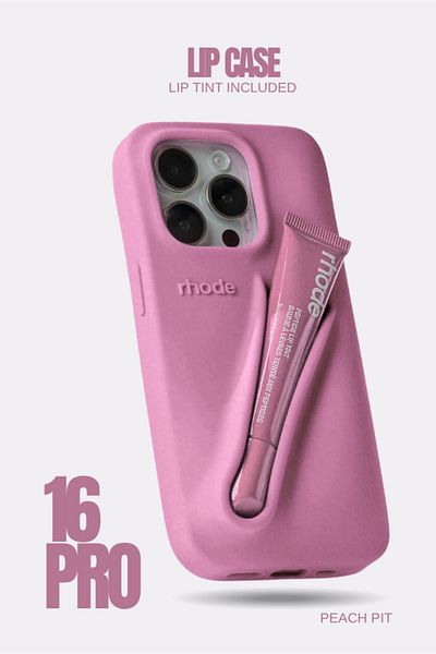Lip Case رود - جراب سيليكون لاصق لحامل ملمع الشفاه لجهاز آيفون 16 برو