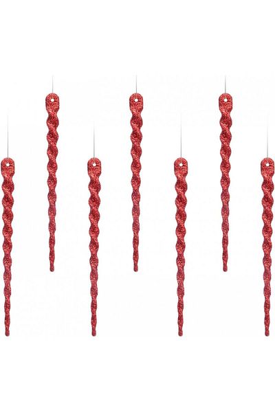 AMS Set of 30 Christmas decorations, red, plastic, 13 cm