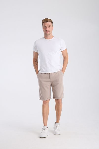 KAPHONE Men's Button Zipper Detailed Double Leg Shorts