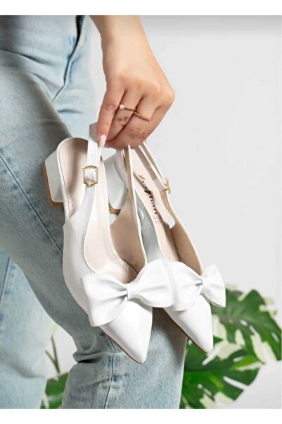 Dubais Shoes Sivri Burun Fiyonk Detay Kadın Topuklu Ayakkabı