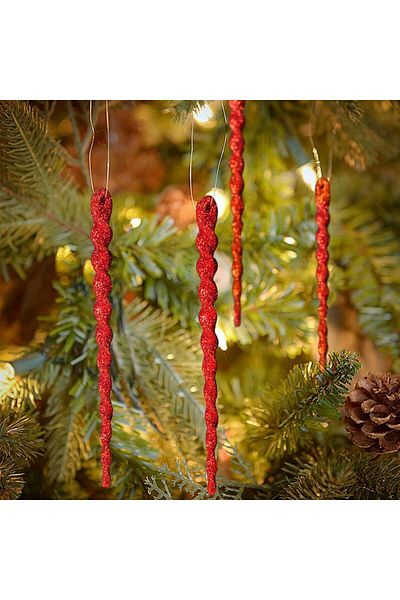 AMS Set of 30 Christmas decorations, red, plastic, 13 cm