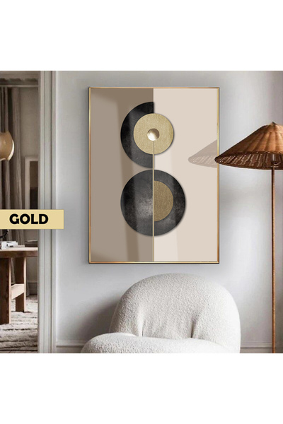 Harikabirev HARİKABİREV | MODELL DE ELEGANȚĂ BOHEMĂ GRAY-GOLD ABSTRACT | TABLA DE STICLA TEMPLATA CU CADRU, SIMPLE, VERTICALA