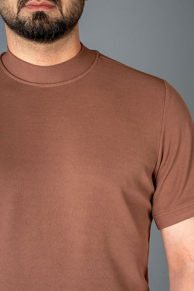 ZEKİ ÖZER Ανδρικό μαλακό μπλουζάκι Zeki Özer Dusty Rose Half-Neck