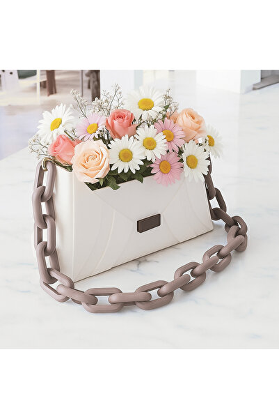 Srd3dMaker Dekoratif BioPlastik Çanta Zincir Detaylı Modern Masa Üstü Vazo Sa...