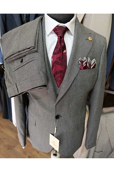 Ted Davıd Gray Suit with Micro Pattern Vest