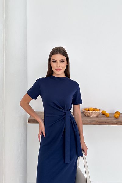 mielva Rochie neagră pentru femei din țesătură modală cu detaliu de șireturi laterale