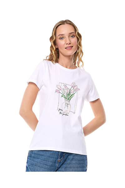 R&B White LADIES BASIC GRAPHIC TEE 8-18