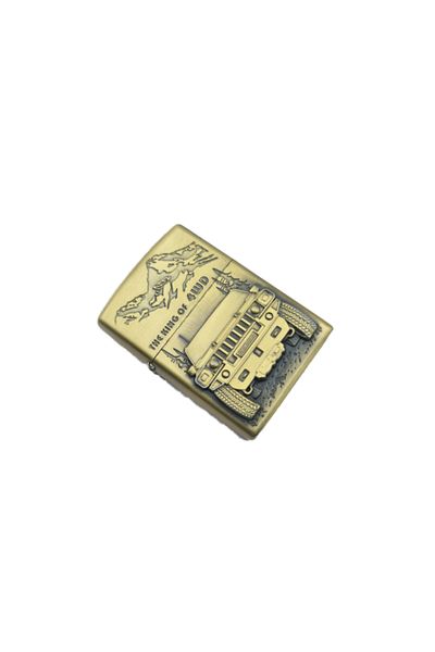 dalimag Metal Lighter, Model 'The King of 4WD', Refillable, Golden, 8 cm