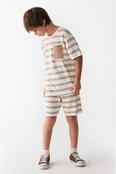NK Ecru-Vizon Boy's Striped Suit 46305