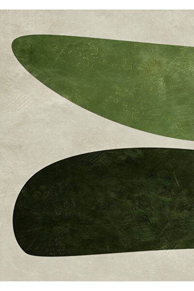 Harikabirev Amazing | Green-Grey Abstract Boho Model 02 | Framed Tempered Glass Table Single Vertical