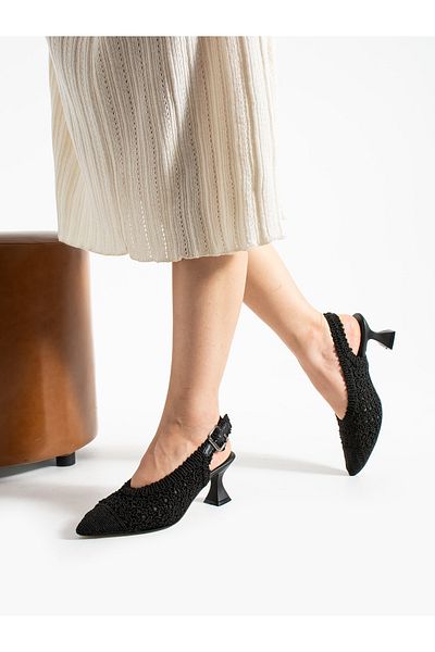 ALEMDAR AYAKKABI Vox Black Lace Heeled Women's Shoes