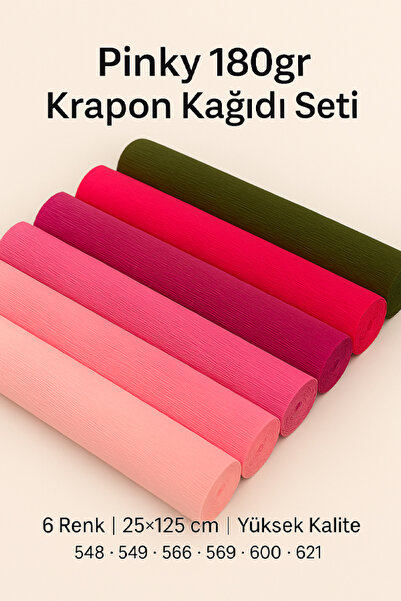 OLİ Art İtalyan Krapon Kağıdı Setİ PINKY 180 gr Çiçek Yapım Seti 6'lı Paket Ç...