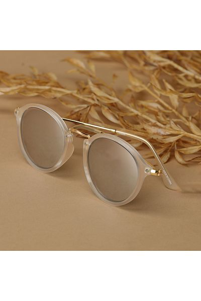 ZAAS Silver Tac Round Metal Sunglasses ‚ Stylish Metal Frame Sunglasses with UV Protection