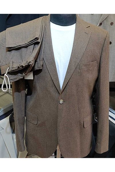 Ted Davıd Brown Striped Modern Suit
