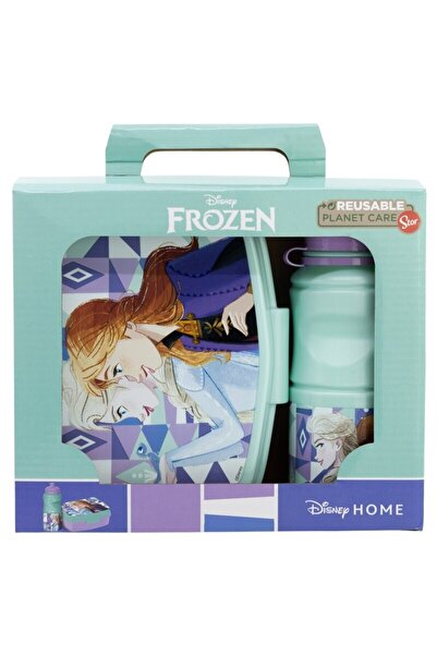 Frozen Set of 400 ml water bottle and sandwich box, multicolor, plastic, BPA free, Ice Magic,