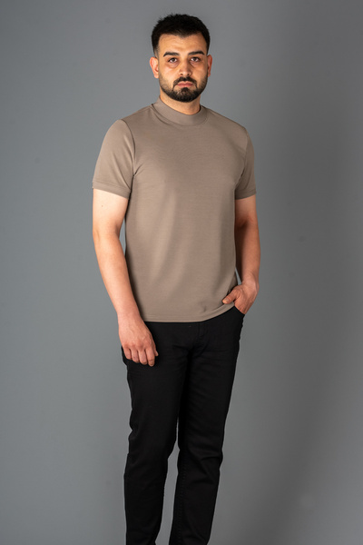 ZEKİ ÖZER Ανδρικό μπλουζάκι με μισό λαιμό μινκ Zeki Özer