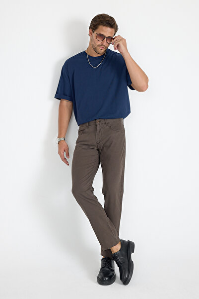 MODA Pars Brand Brown Summer Jeans Gabardine Trousers Regular Fit Gabardine Trousers