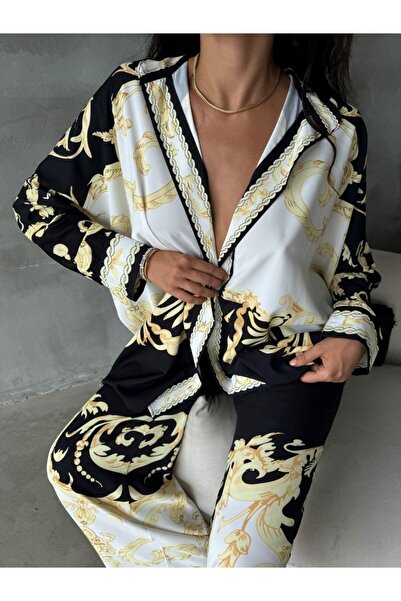 suphias Imported Jessica Fabric Floral Pattern Shirt & Pants 2-Piece Suit