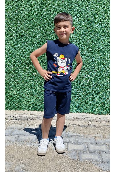 siyalife Boy's Soft Textured Compact Fabric Sleeveless Summer T-Shirt and Shorts Set
