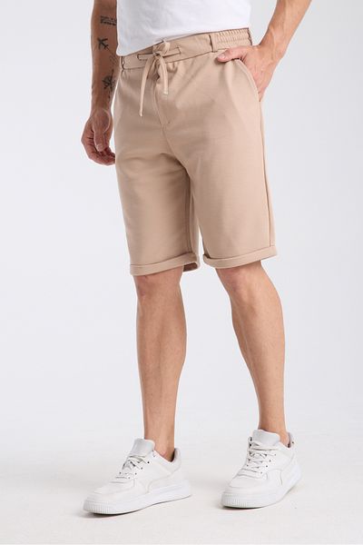 KAPHONE Men's Button Zipper Detailed Double Leg Shorts