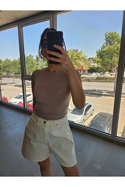 A17 Studio KREM RENGİ KOT ŞORT