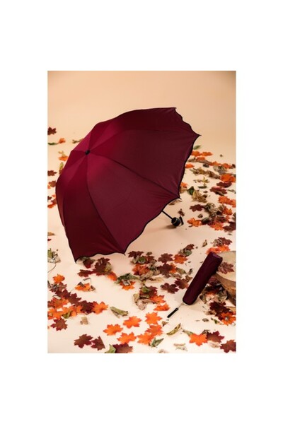 eleven market Bordo Ruzgara Dayanıklı Kadın Şemsiyesi