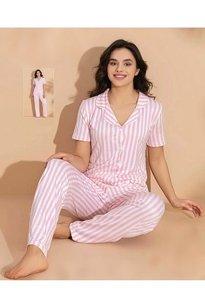 OMODAM Women's Bamboo Milan Buttoned Pajama Set