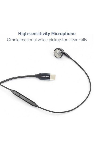 HOMEDIFIER Single Mono Earphones Type C with High-Clarify Mic and Voice recording