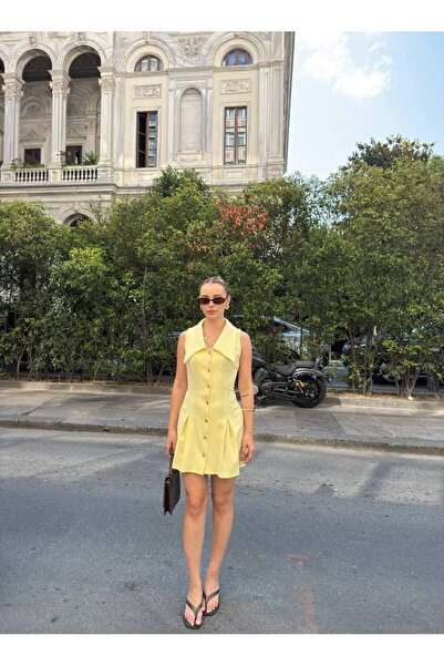 Melike Bakar Boutique Candy Gold Düğmeli Elbise