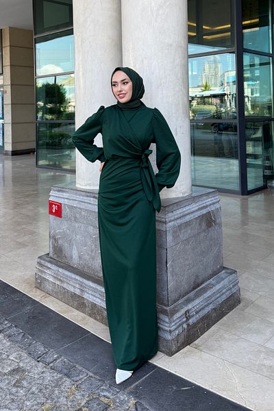 Tarzım Tuba Sahra Side Tie Scuba Hijab Dress