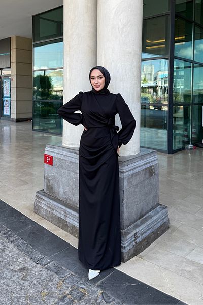 Tarzım Tuba Sahra Side Tie Scuba Hijab Dress