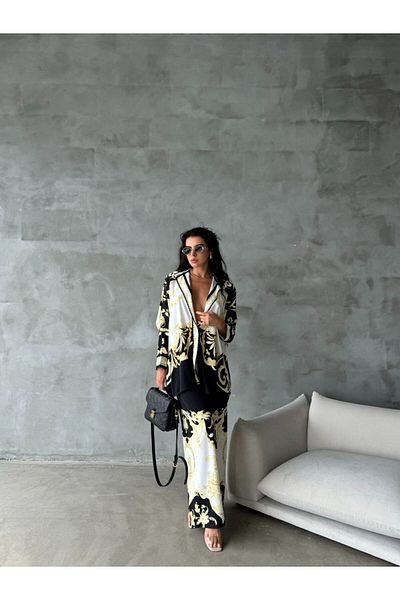 suphias Imported Jessica Fabric Floral Pattern Shirt & Pants 2-Piece Suit