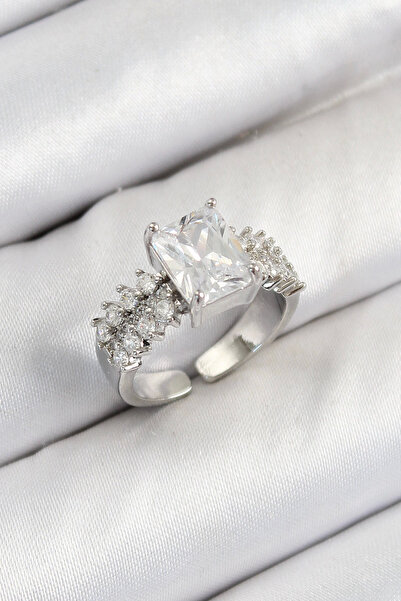 Belle Fusion خاتم نسائي من BFS مصنوع من النحاس الأصفر وكريستال الزركون الكبير...