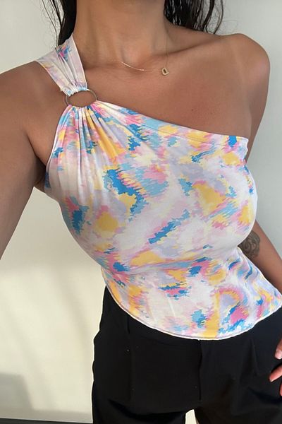 World Fashion Trends 2587 Bluză asimetrică cu un singur mânecă