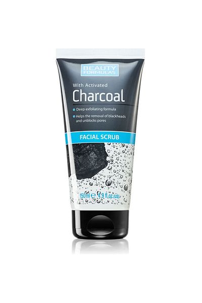 BEAUTY FORMULAS Facial Scrub with Activated Charcoal, Anti Blackheads, Beauty Formulas, 150 ml