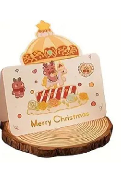 saratremo Mini modern Christmas greeting card - foldable with golden elements and premium textured cardboard