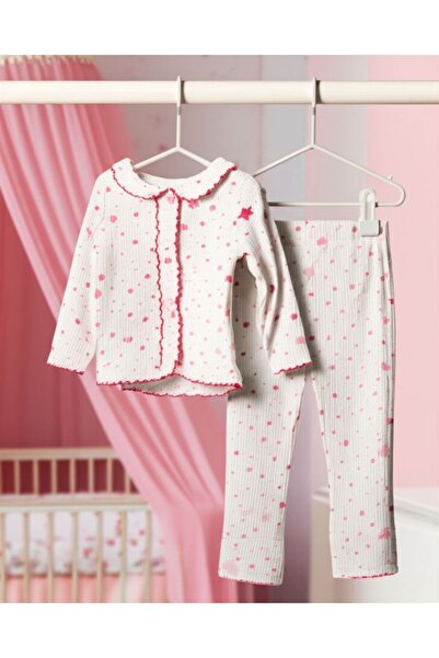 Baby-Kid Store Pembe Yıldızlı Pamuklu Bebek Uyku Takımı