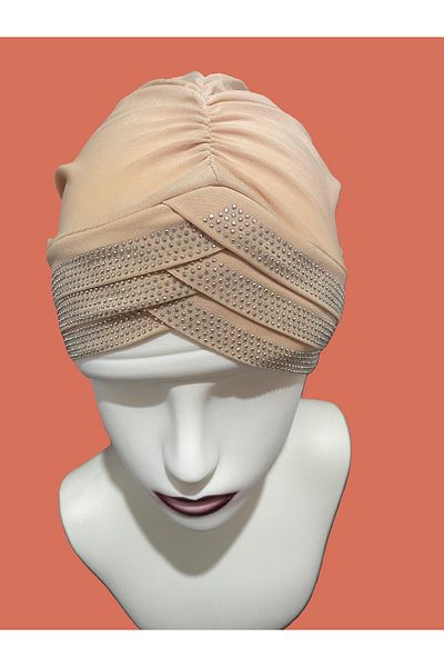 BERCHEM SCARF Women's Luxury Stone Three Cross Beige Color Ready Bonnet