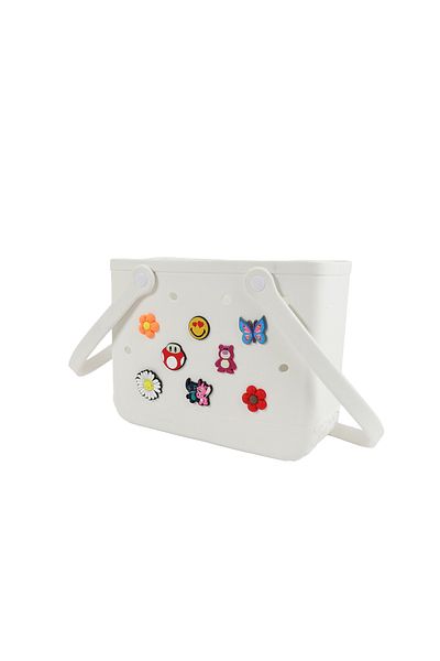 Midi White women's handbag with slots for hanging ornaments