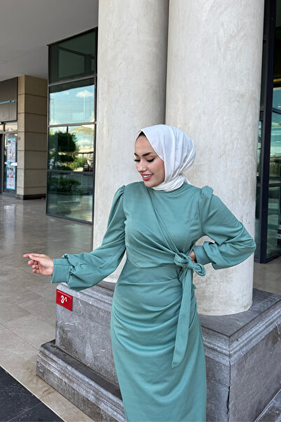 Tarzım Tuba Sahra Side Tie Scuba Hijab Dress