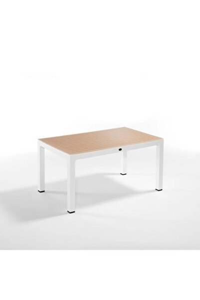 Novussi Wood Masa 90x150 Çizgili Regnum Camlı Masa (Beyaz-Fildişi)