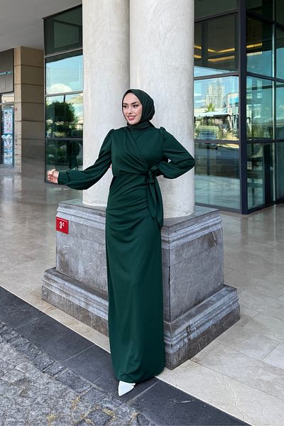 Tarzım Tuba Sahra Side Tie Scuba Hijab Dress