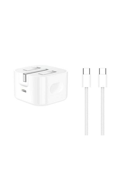 Generic 35W Wall Charger with USB-C to USB-C Fabric Cable PD Fast Charging White