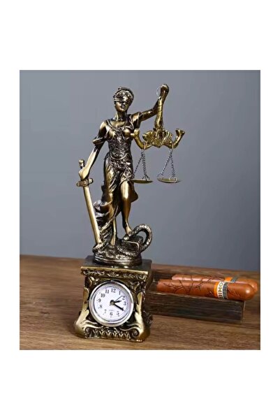 BLA BLA FOAM Statuetă, Justiția cu Ceas Analogic, Aurie, 26 cm